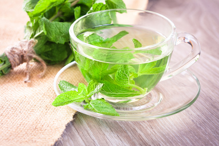 Hot cup of tee with mint